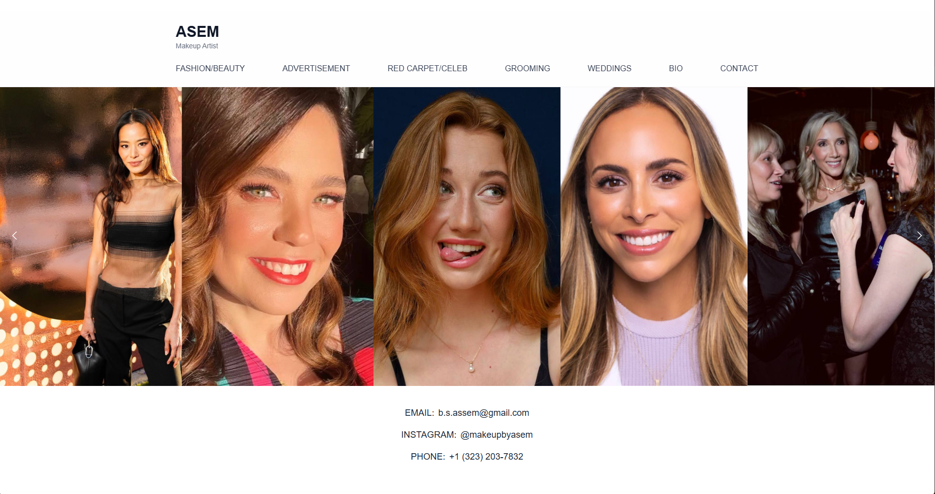 ASEM Makeup Artist - Портфолио-сайт для мейк-ап артиста с галереей работ по категориям