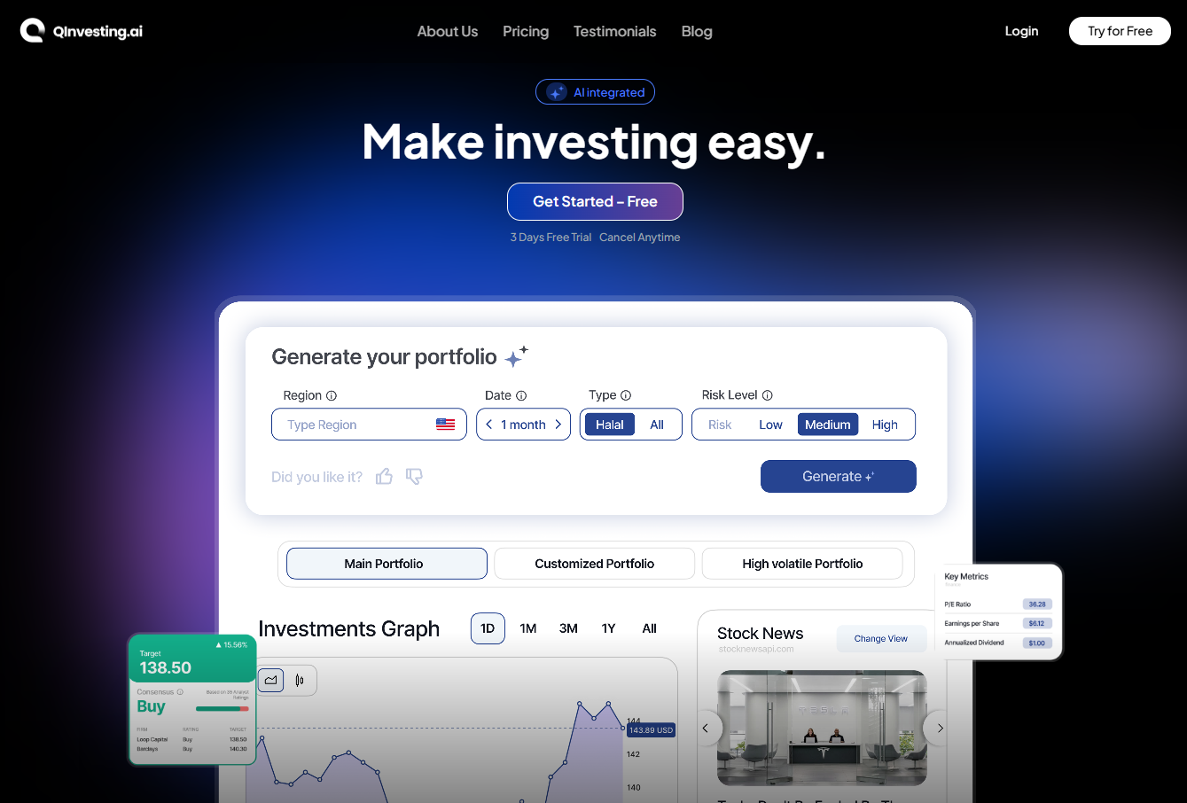 QInvesting - AI-платформа для инвестиций, которая помогает строить и оптимизировать портфель с помощью ИИ